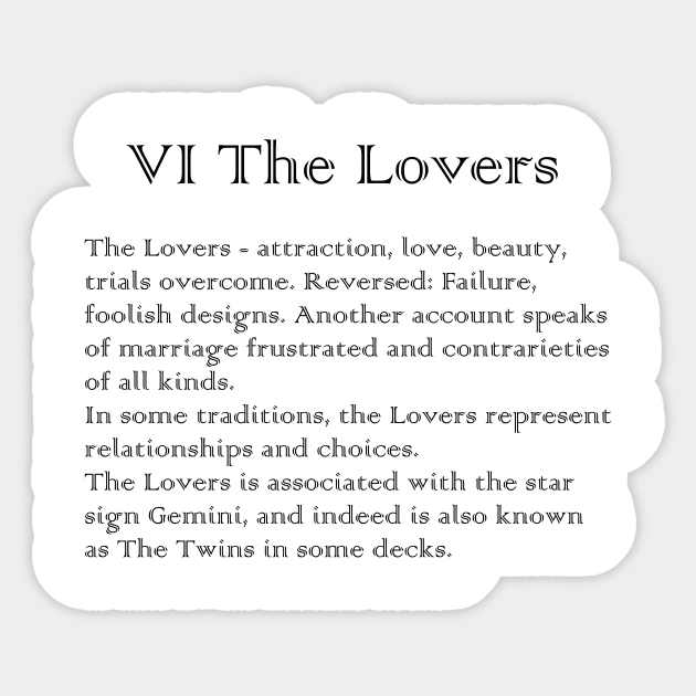 The Lovers Tarot Arcana meaning Sticker by Demonic cute cat